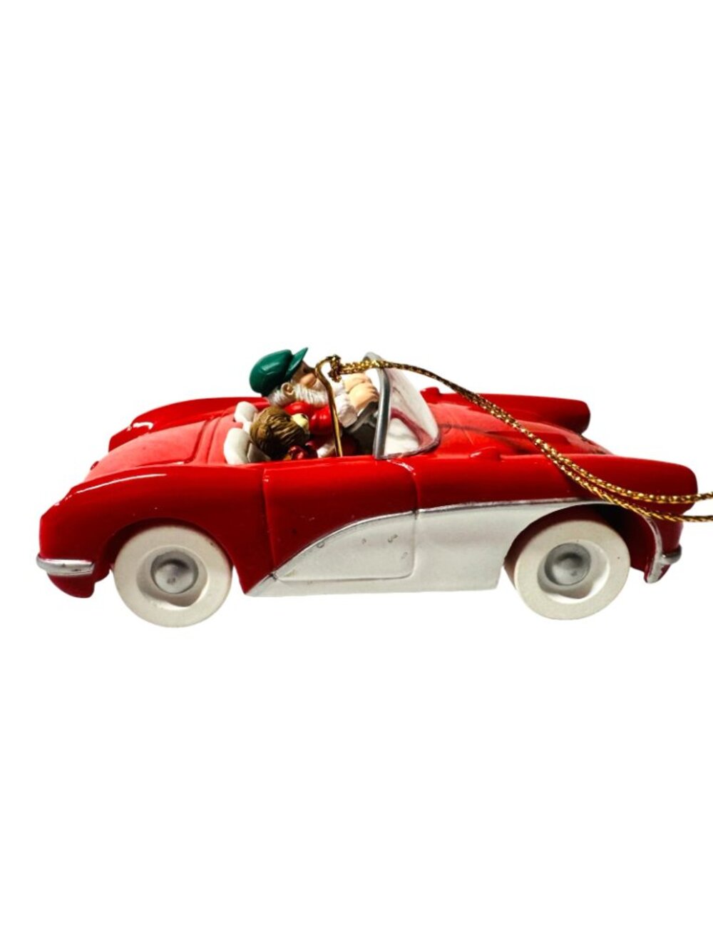 Lot 2 Red Corvette Car Christmas Ornaments Santa Classic Convertible Decor - Picture 6 of 8